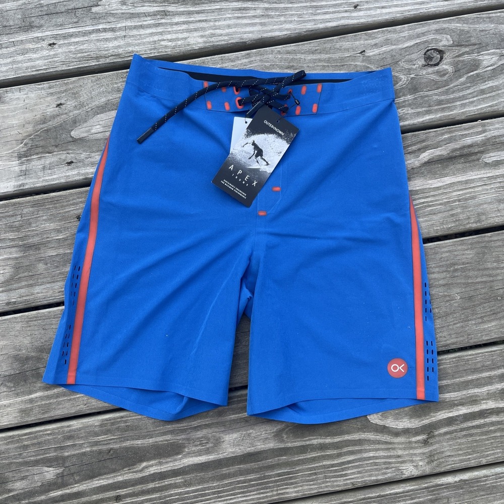 NWT Outerknown Apex Trunks Board Shorts Kelly Slater Boys 14 Blue Surf $125
